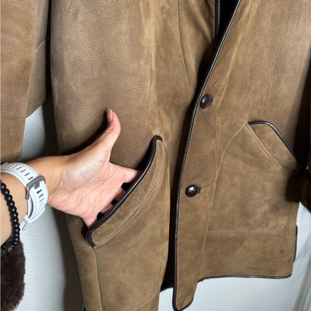 Vintage Real Sheepskin Shearling Jacket Brown Woman's 42/L Western Ranch Winter - Picture 3 of 8